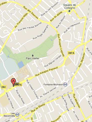 Situation du Stade du COSOM - 108 avenue Pajeaud - Antony- Source : Google Maps