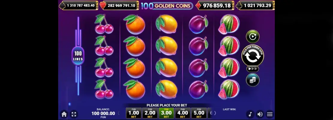 Zagraj w 100 Golden Coins za darmo w trybie demonstracyjnym