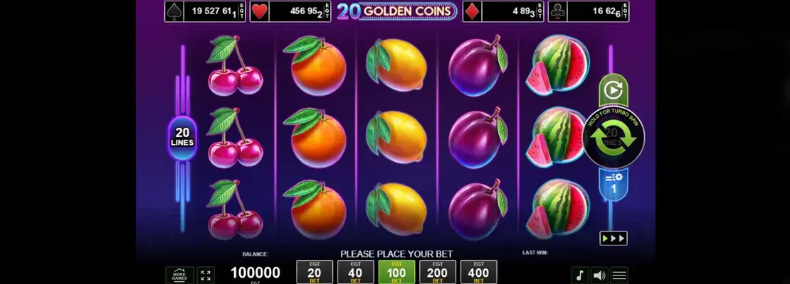 데모 모드에서 20 Golden Coins을 무료로 플레이하세요