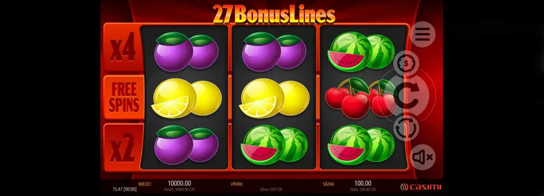 Mainkan 27 Bonus Lines secara percuma dalam mod demo
