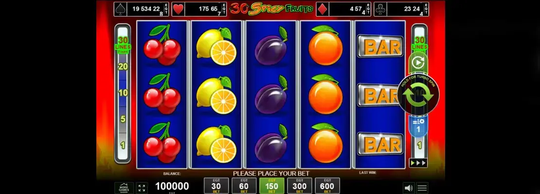 Játssz a 30 Spicy Fruits játékkal ingyen demó módban