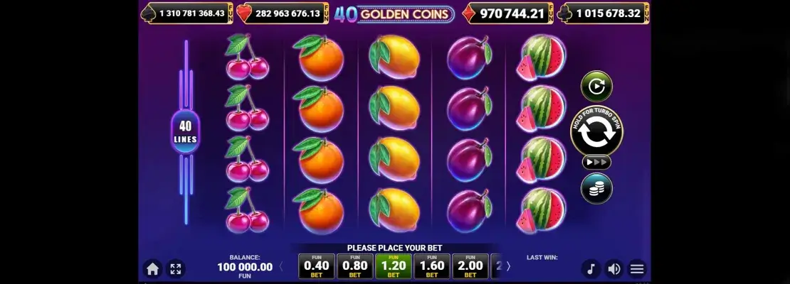 Spill 40 Golden Coins gratis i demomodus
