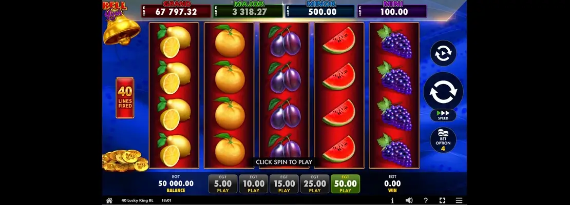 Játssz a 40 Lucky King Bell Link játékkal ingyen demó módban