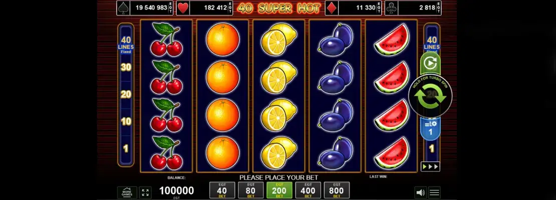 Play 40 Super Hot for free in demo mode