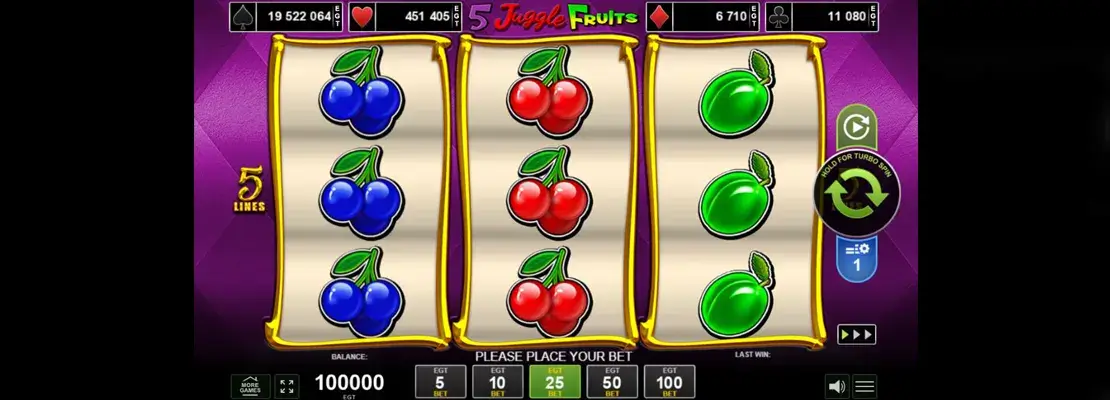 Mainkan 5 Juggle Fruits secara percuma dalam mod demo