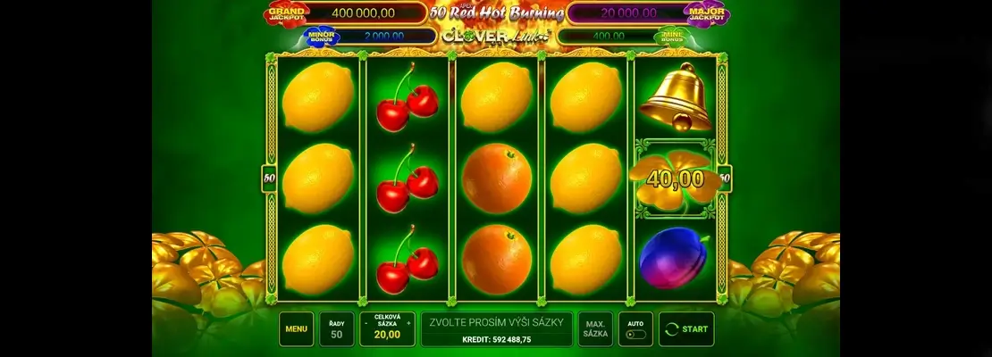 Spil 50 Red Hot Burning Clover Link gratis i demotilstand