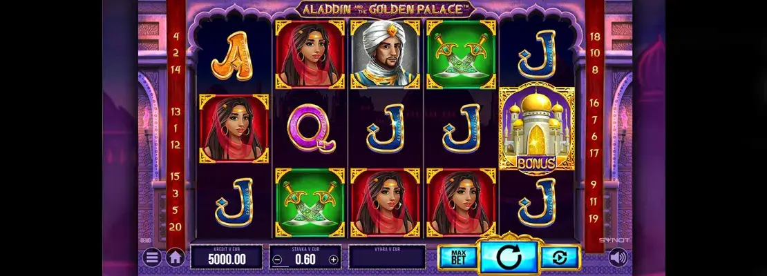Játssz a Aladdin And The Golden Palace játékkal ingyen demó módban