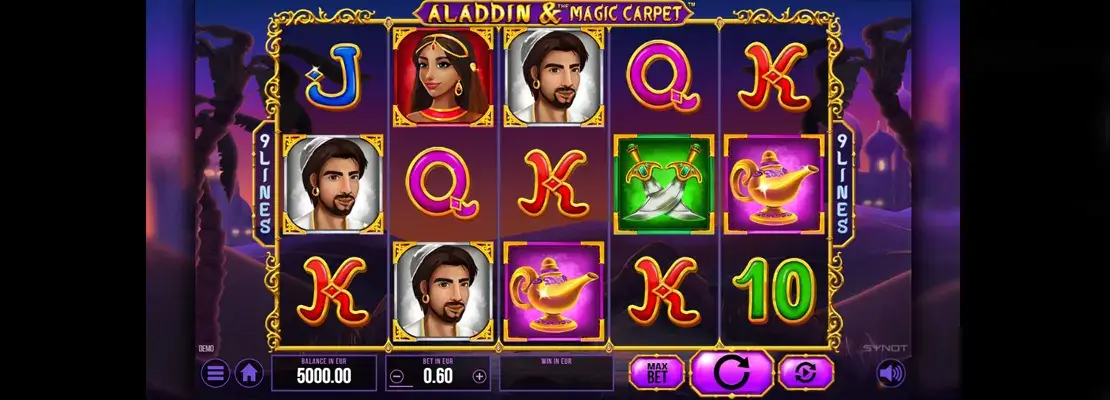 Demo modunda Aladdin And The Magic Carpet oyununu ücretsiz oynayın