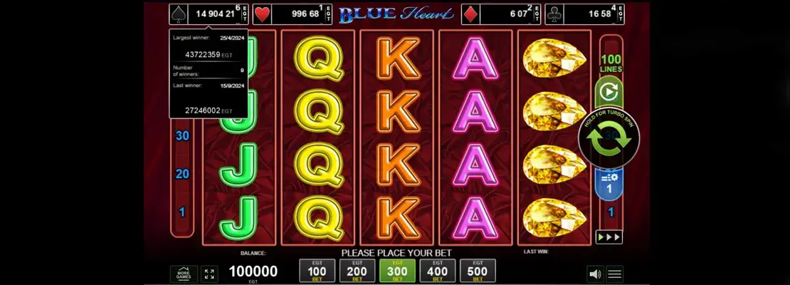Играйте в Blue Heart бесплатно в демо-режиме