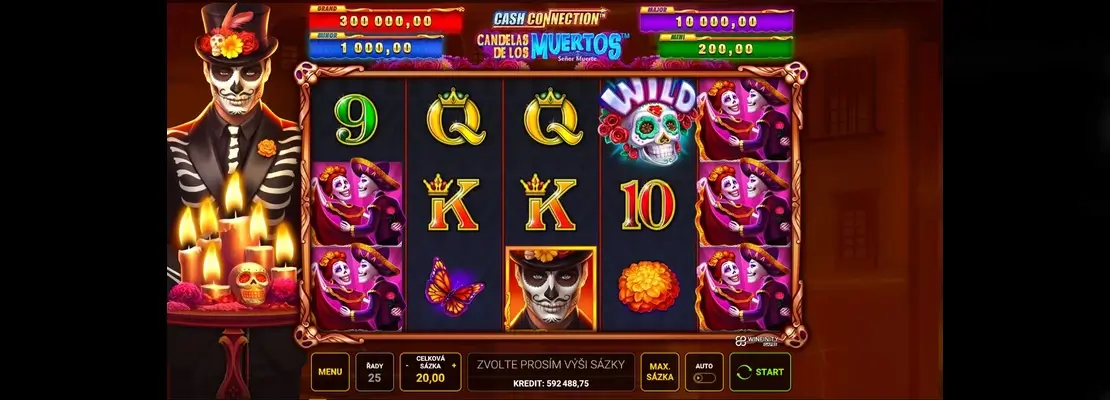 Играйте в Cash Connection Candelas de Los Muertos Senor Muerte бесплатно в демо-режиме