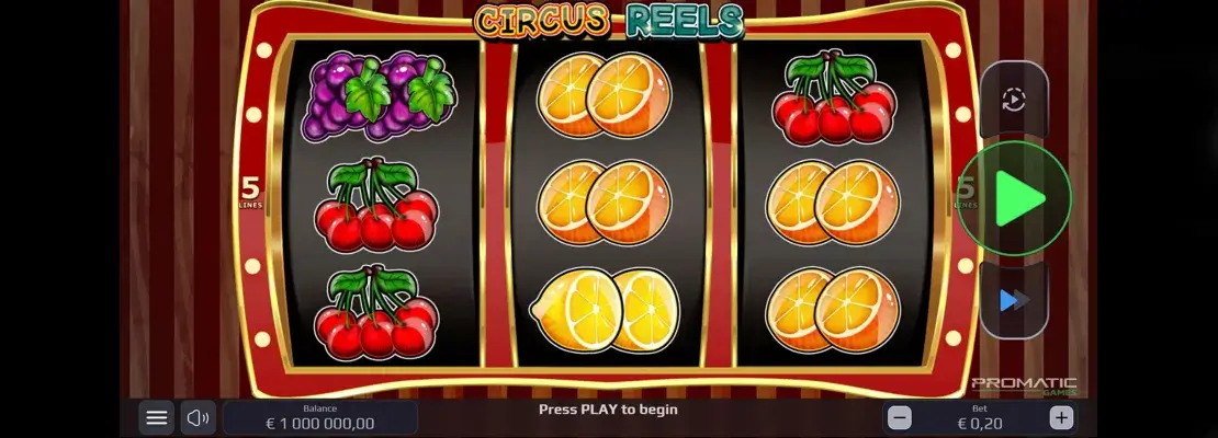 Játssz a Circus Reels játékkal ingyen demó módban