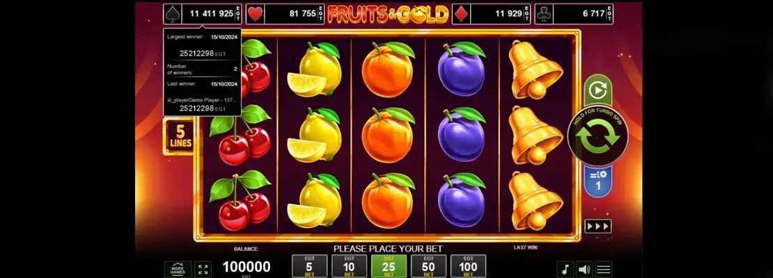 데모 모드에서 Fruits And Gold을 무료로 플레이하세요
