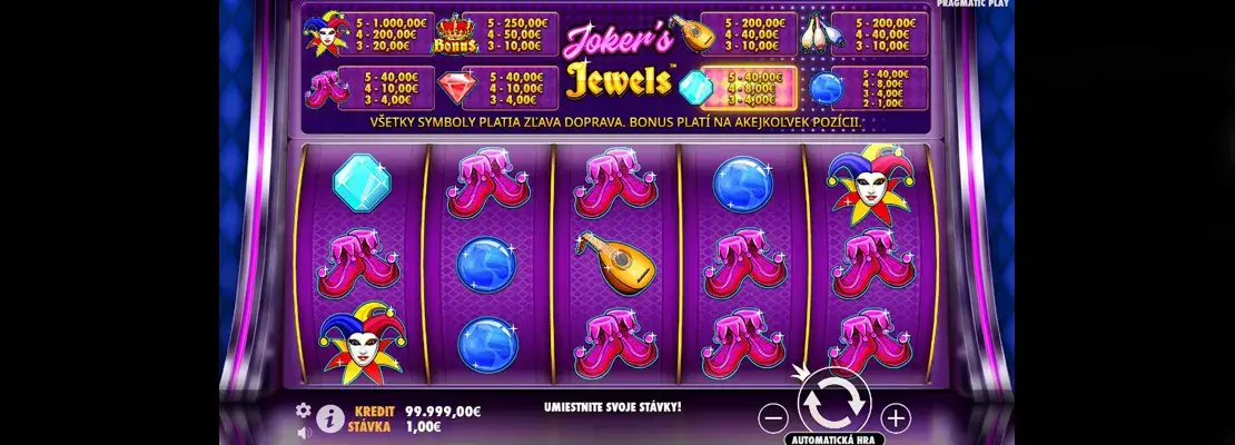 Speel Jokers Jewels gratis in de demomodus